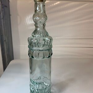 Decorative Textured Glass Bottle - Aqua Clear